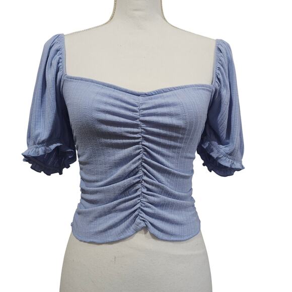 Urban Outfitters Milkmaid Top Ruched Smocked Puff Sleeve Size L - Picture 7 of 8